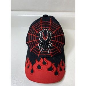USA Headwear Spider Hat Cap Snapback Youth Size Black Red Flames Baseball